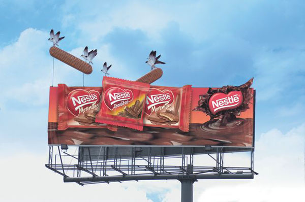 Дизайн на креативна билборд реклама - новите пръчици Nestle