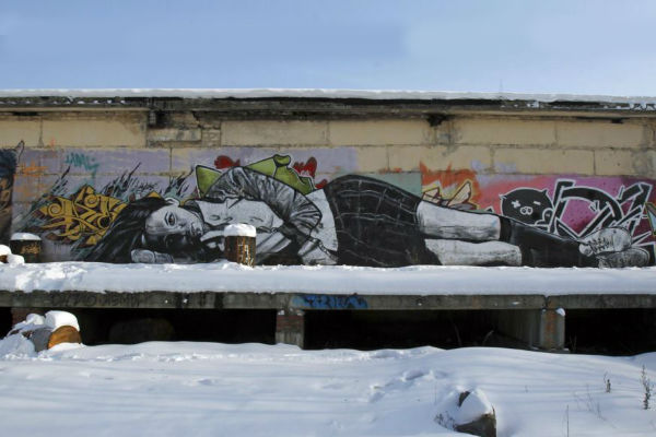 Графити на руския Банкси, улично изкуство